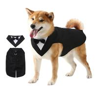 IUOUTG Dog Tuxedo Suit for Weddings & Party, Gentle Dogs Groom Suit with Removable Bowtie Formal Collar Pet Birthday Outfit for Dress Up