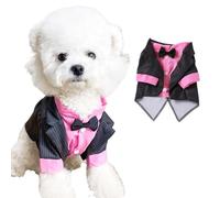 IUOUTG Dog Wedding Suit with Bow Tie, Puppy Tuxedo Costume, Stylish Pet Formal Wear Apparel Fancy Birthday Clothes for Small Dogs Cats