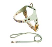 IUOUTG Easy Walk No Pull Dog Harness With Leash Set Leather Material With Quick Release Buckle For Puppy Cats