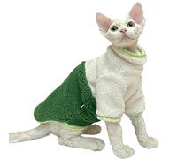 IUOUTG Fashion Hairless Cat Clothes, Fleece Cat Winter Coat High Collar Sweatshirt Pajamas for Sphynx Devon Rex Cold Weather Pet Apparel