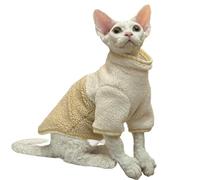 IUOUTG Fashion Hairless Cat Clothes, Fleece Cat Winter Coat High Collar Sweatshirt Pajamas for Sphynx Devon Rex Cold Weather Pet Apparel