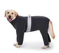 IUOUTG Full-Body Fleece Dog Jumpsuit With Zipper, Reflective Stripe & Adjustable Drawstring Design, Dog Onesie For Medium& Large Dogs