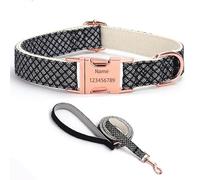 IUOUTG Girl Dog Collar And Leash Set With Engraved Metal Buckle, Custom Pet Collar With Names And Phone Number, Adjustable, For Small To Large Dogs