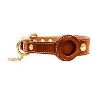 IUOUTG Leather Dog Collar With Tracker Holder, Lightweight Waterproof Anti -Rust Hardware Adjustable Pet Collar For Male Female Dogs