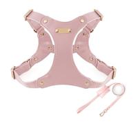 IUOUTG Leather Dog Harness And Leash Set With Adjustable Metal Buckle Soft Waterproof Material For Medium Dogs Easy Walking