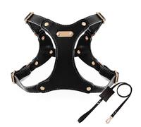 IUOUTG Leather Dog Harness And Leash Set With Adjustable Metal Buckle Soft Waterproof Material For Medium Dogs Easy Walking