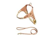 IUOUTG Pink Pet Cat Leash And Harness Set With PU Leather & Diamond Adjustable Kitten Easy Control Handle for Small Dog