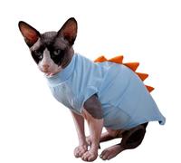IUOUTG Round Collar Kitten Shirts, Cute Summer Sphynx Hairless Cat Clothes, Daily Wear Pet Pullover Pajamas Outfit for Devon Rex, Puppy