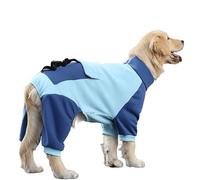 IUOUTG Soft Dog Sweatshirt Jumpsuit, Full Body Winter Coat for Large Dogs, Warm Fall Pet Clothes With Pocket for Cold Weather Walking Hiking