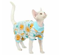 IUOUTG Sphynx Cat Clothes 4 Legs Warm Hairless Cat Pullover Onesies Pajamas With Round Neck & Print Pattern Kitten Shirt Apparel For Devon And Puppy