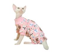 IUOUTG Sphynx Cat Clothes 4 Legs Warm Hairless Cat Pullover Onesies Pajamas With Round Neck & Print Pattern Kitten Shirt Apparel For Devon And Puppy