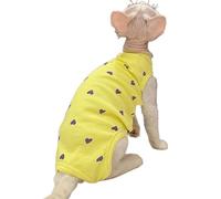 IUOUTG Sphynx Cat Clothes Vest, Soft Cool T-Shirt for Hairless Cat, Cute Summer Pets Clothes With Love Pattern for Devon Rex Birthday Party