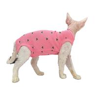 IUOUTG Sphynx Cat Clothes Vest, Soft Cool T-Shirt for Hairless Cat, Cute Summer Pets Clothes With Love Pattern for Devon Rex Birthday Party