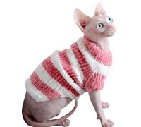 IUOUTG Stripe Winter Warm Hairless Cat Sweater, Soft Elastic Sphynx Cat Pajamas Clothes, Fashion Pet Clothes for Cornish Rex, Devon Rex