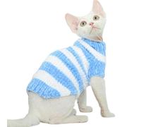 IUOUTG Stripe Winter Warm Hairless Cat Sweater, Soft Elastic Sphynx Cat Pajamas Clothes, Fashion Pet Clothes for Cornish Rex, Devon Rex