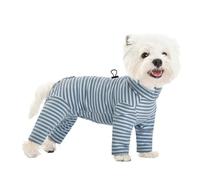 IUOUTG Striped Full-Body Dog Pajamas With Belly Protection, Light Weight Warm Four-Legged Onesie Jumpsuit For Small Dogs, Cozy Pet Clothes After Surgery Recovery Suit For Dogs