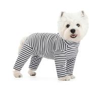 IUOUTG Striped Full-Body Dog Pajamas With Belly Protection, Light Weight Warm Four-Legged Onesie Jumpsuit For Small Dogs, Cozy Pet Clothes After Surgery Recovery Suit For Dogs