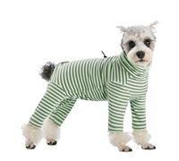 IUOUTG Striped Full-Body Dog Pajamas With Belly Protection, Light Weight Warm Four-Legged Onesie Jumpsuit For Small Dogs, Cozy Pet Clothes After Surgery Recovery Suit For Dogs