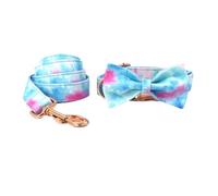 IUOUTG Unique Dog Collar and Leash Set with Bowtie Cute Adjustable Puppy Collar for Medium Large Doggy Walking Taking Birthday Parties Wedding