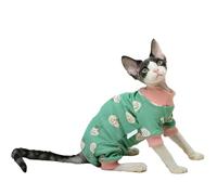 IUOUTG Warm Hairless Cat Onesie T-Shirt Pullover Sphynx Pajamas With Cute Printed Pattern Turtleneck Four-Leg Kitten Christmas Sweater Clothes For Devon Rex