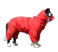 IUOUTG Waterproof Dog Rain Coats for Large Dogs, Adjustable 4 Legs Pet Poncho with Leash Hole Doggie Hooded Rain Gear Jumpsuit for Outdoor