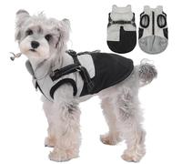 IUOUTG Winter Dog Coat With Harness Built-In Fleece Lined Waterproof Puppy Outdoor Jacket With Zipper & D-Ring Adjustable Reflective Snowsuit For Small Medium Dogs