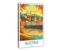IUOYTTU Austria Travel Poster Europe Art Vienna Cityscape Canvas Poster Bedroom Decor Landscape Office Room Decor Gift 20x30inch(50x75cm)