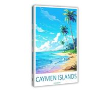 IUOYTTU Cayman Islands Travel Art Caribbean Art Canvas Poster Bedroom Decor Landscape Office Room Decor Gift 24x36inch(60x90cm)