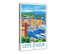 IUOYTTU Cote DAzur Travel Poster France Art Canvas Poster Wall Art Decor Print Picture Paintings for Living Room Bedroom Decoration 24x36inch(60x90cm)