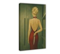 IUOYTTU Femme Fatale Red Dress Art - Mysterious Woman Canvas Poster Bedroom Decor Landscape Office Room Decor Gift 16x24inch(40x60cm)
