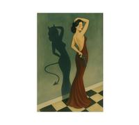 IUOYTTU Femme Fatale Shadow Art - Red Dress Devil Aesthetic Canvas Poster Bedroom Decor Landscape Office Room Decor Gift 24x36inch(60x90cm)