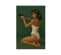 IUOYTTU Femme Fatale Woman with Gun - Bold Retro Canvas Poster Wall Art Decor Print Picture Paintings for Living Room Bedroom Decoration 24x36inch(60x90cm)