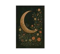 IUOYTTU Floral Crescent Moon Poster - Dark Folk Botanical Art Canvas Poster Wall Art Decor Print Picture Paintings for Living Room Bedroom Decoration 12x18inch(30x45cm)