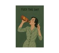 IUOYTTU Funny Retro Art - Drinking & Smoking Woman Canvas Poster Bedroom Decor Landscape Office Room Decor Gift 16x24inch(40x60cm)