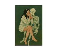IUOYTTU Girl Whispering to Skeleton - Dark Surreal Art Canvas Poster Wall Art Decor Print Picture Paintings for Living Room Bedroom Decoration 08x12inch(20x30cm)