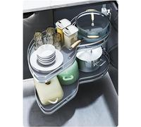 IUPPA Kitchen Cabinet Corner Pullout Storage Shelf Blind Corner Organizer Spice Bowl Rack Soft Close Corner Cabinet Fitting Height Adjustable,Left open-700mm
