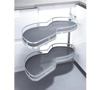 IUPPA Kitchen Corner Cabinet Carousel Storage Rack Pull Out Organizer Spice Bowl Shelves Each Tray Swings Independently Height Adjustable,Left open-800mm