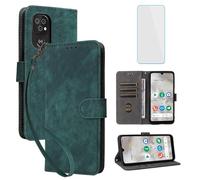 IUQXU Doro 8100/Doro 8200 Case with Tempered Glass Flip and Folios [RFID Blocking ] Shockproof Card Holder Stand Function Wallet Leather Case for Doro8200 Doro8100 4G Green