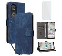 IUQXU Doro 8100/Doro 8200 Case with Tempered Glass Flip and Folios [RFID Blocking ] Shockproof Card Holder Stand Function Wallet Leather Case for Doro8200 Doro8100 4G Blue