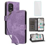 IUQXU Doro 8100/Doro 8200 Case with Tempered Glass Flip and Folios [RFID Blocking ] Shockproof Card Holder Stand Function Wallet Leather Case for Doro8200 Doro8100 4G Purple