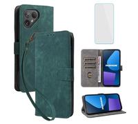 IUQXU for Fairphone 5 5G Phone Wallet Case with Screen Protector [RFID Blocking] Leather Flip Card Slot Kickstand Women Men Mobile Phone Case for Fair phone 5 Fairphone5 Green