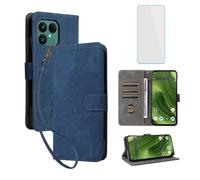 IUQXU for Fairphone 6 5G Wallet Phone Case with Screen Protector [RFID Blocking] Leather Flip Card Holder Kickstand Women Men Cell Phone Case for Fairphone6 FP6 Fairphone Gen.6 Blue