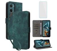 IUQXU for Motorola Moto E15/Moto G05 Wallet Phone Case with Screen Protector [RFID Blocking] Leather Card Holder Kickstand Women Men Cell Phone Case for Motorola E 15 G 05 Moto G o5 MotoGo5 Green