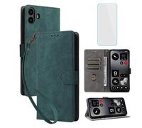 IUQXU for Nothing CMF Phone 1 Wallet Phone Case with Screen Protector [RFID Blocking] Leather Flip Card Holder Kickstand Women Men Cell Phone Case for Nothing CMF Phone1 CMFPhone1 CMFPhone 1 Green