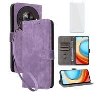 IUQXU for Nubia Focus 5G/ZTE Blade A75 5G Wallet Phone Case with Screen Protector [RFID Blocking] Flip Card Holder Kickstand Women Men Cell Phone Case for ZTE Blade A 75 75A 5G Nubia Focus 5 G Purple