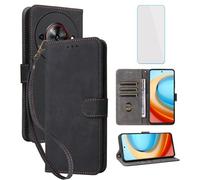 IUQXU for Nubia Focus 5G/ZTE Blade A75 5G Wallet Phone Case with Screen Protector [RFID Blocking] Flip Card Holder Kickstand Women Men Cell Phone Case for ZTE Blade A 75 75A 5G Nubia Focus 5 G Black