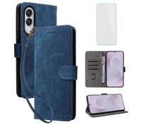 IUQXU for Samsung Galaxy S25 Edge 5G Wallet Phone Case with Screen Protector [RFID Blocking] Leather Flip Card Kickstand Women Men Cell Phone Case for Samsung S 25 Edge SM-S937B Galaxy S25Edge Blue