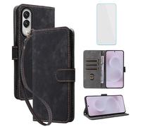 IUQXU for Samsung Galaxy S25 Edge 5G Wallet Phone Case with Screen Protector [RFID Blocking] Leather Flip Card Kickstand Women Men Cell Phone Case for Samsung S 25 Edge SM-S937B Galaxy S25Edge Black