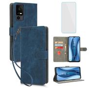 IUQXU for TCL 40 Nxtpaper 5G Wallet Phone Case with Screen Protector [RFID Blocking] Leather Card Holder Kickstand Women Men Cell Phone Case for TCL40 Nxtpaper 5G 40Nxtpaper TCL40Nxtpaper 5G Blue