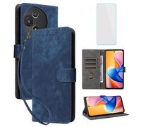 IUQXU for TCL 60 R 5G/TCL 60 5G Wallet Phone Case with Screen Protector [RFID Blocking] Leather Flip Card Holder Kickstand Women Men Cell Phone Case for TCL60 T521H TCL 60R T519H TCL60R 5G Blue